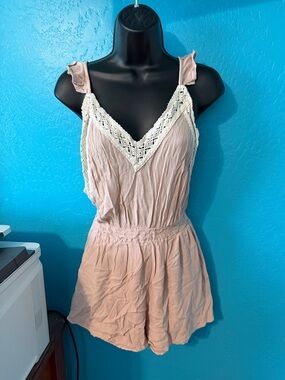 Kendall & Kylie Blush Pink Lace-Trim Romper